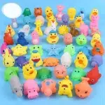 10Pcs Set Cute Animals Swimming Water Toys For Children Soft Rubber Float Squeeze Sound Squeaky Bathing 4