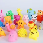 10Pcs Set Cute Animals Swimming Water Toys For Children Soft Rubber Float Squeeze Sound Squeaky Bathing 5