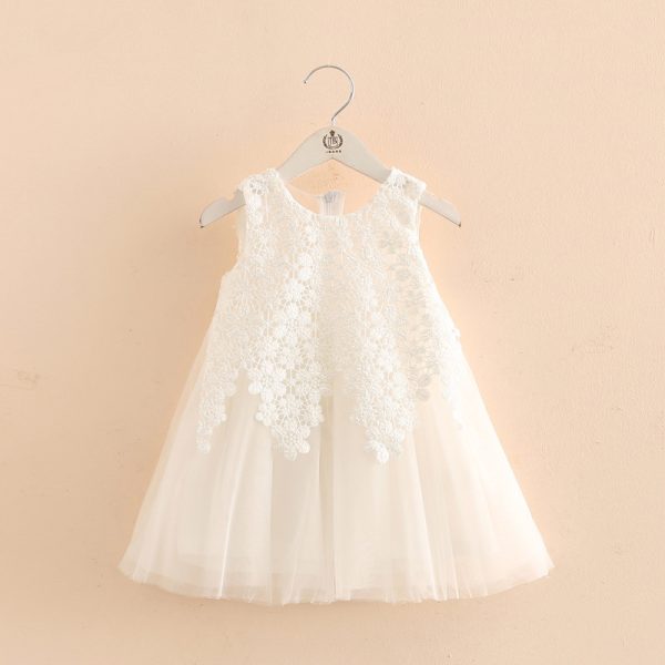 Baby White Pattern Floral Christening Outfits