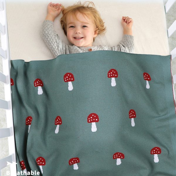 Breathable Cotton Knitted Mushroom Pattern Baby Comforters 2