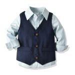 Elegant Cotton Set Boys Christening Outfits 3