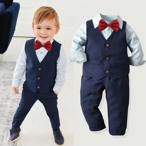 Elegant Cotton Set Boys Christening Outfits