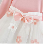 Pink Flower Bow Girl Baby Dress 4