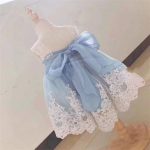 Pretty 2 Years Old Blue Princess Girl Christening Outfits 3