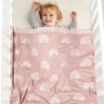 Soft Pink Knitted Rainbow Baby Comforter