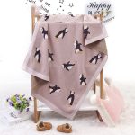 Soft Pink Penguin Pattern Baby Comforter